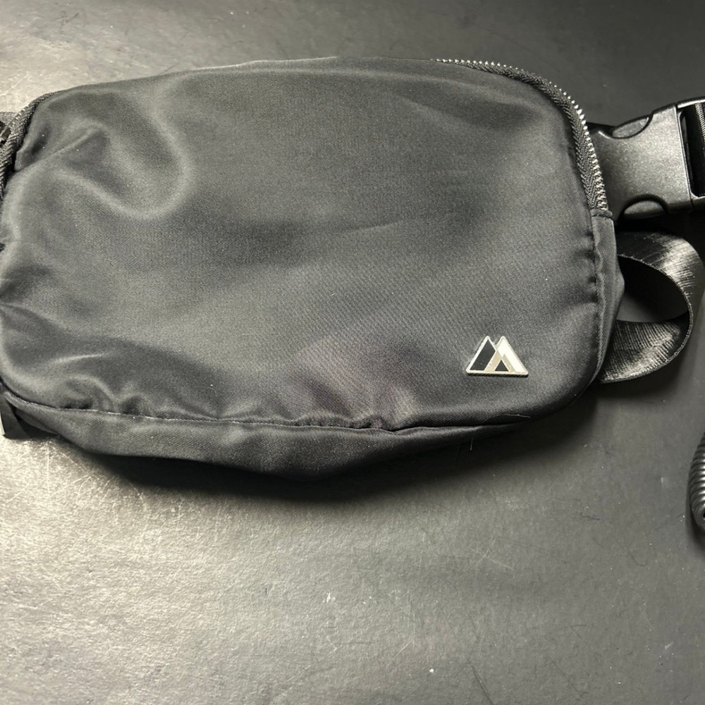 Men's Black Belt Bag with Logo Accent